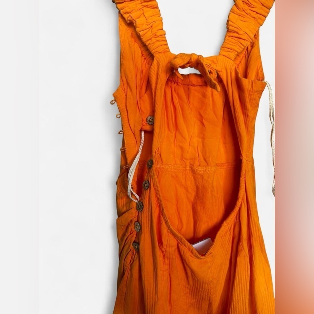 Free People At Dusk Midi Dress Poppy Field Orange Boho Size Small - Picture 8 of 9